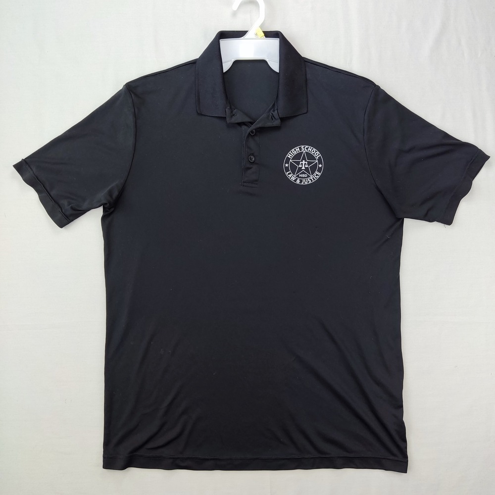 Unbranded Polo Shirt Mens XL Black High School Law & Justice HISD Short Sleeve